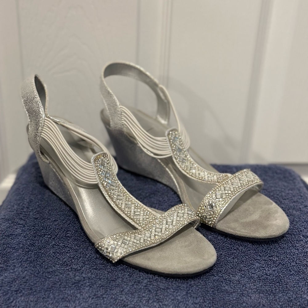 Silver Wedge Heels